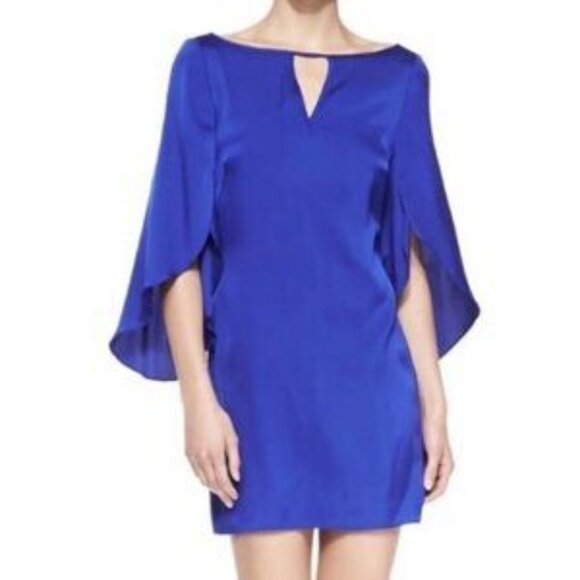 New Milly Royal Blue Cape Sleeve Peep Hole Dress - Picture 1 of 5